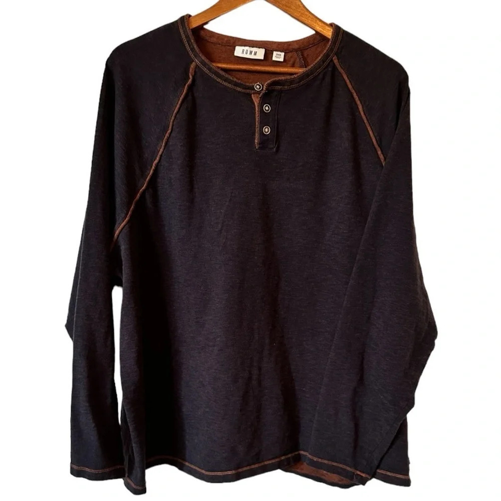 Men’s Long sleeved Henley Shirt Size 3XB